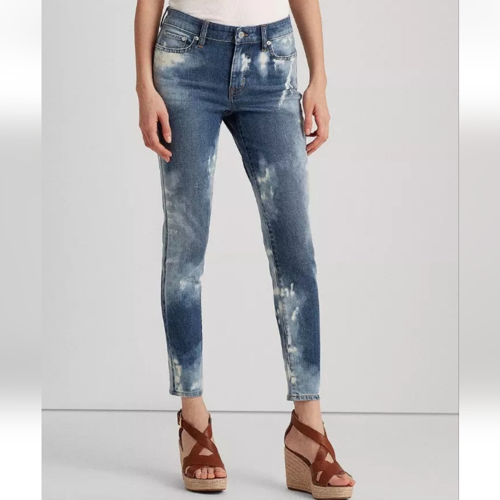NWT Lauren Ralph Lauren Women's Coastal Wash Premier Stretch Skinny Ankle Jeans